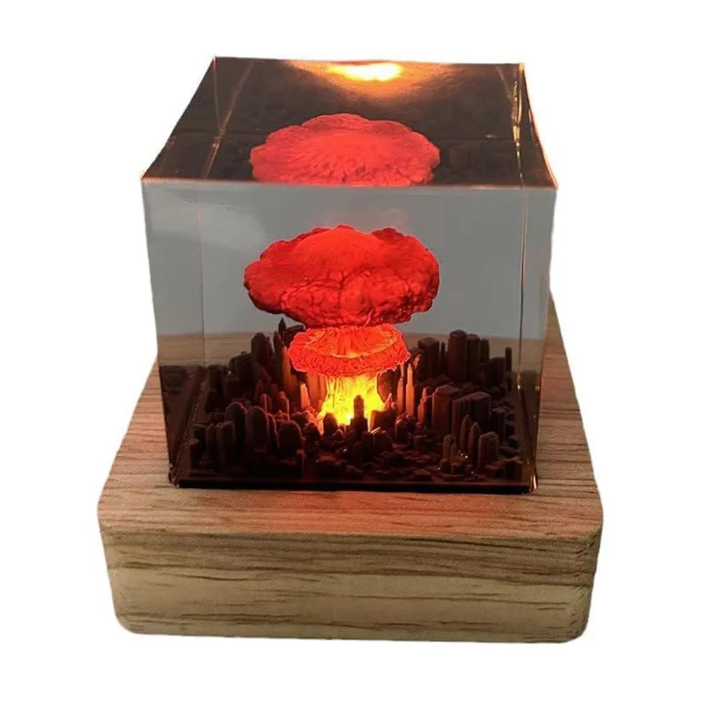 Volcano Eruption Ornament Night Lamps 3D Mini Lava Lamp Resin Night Light Home Room Decoration Ornaments Creative Gifts for Kids