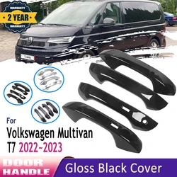 Styling Black Carbon Fiber Exterior For Volkswagen VW Multivan T7 2022 2023 Chrome Car Door Handle Cover Car Accessories Sticker