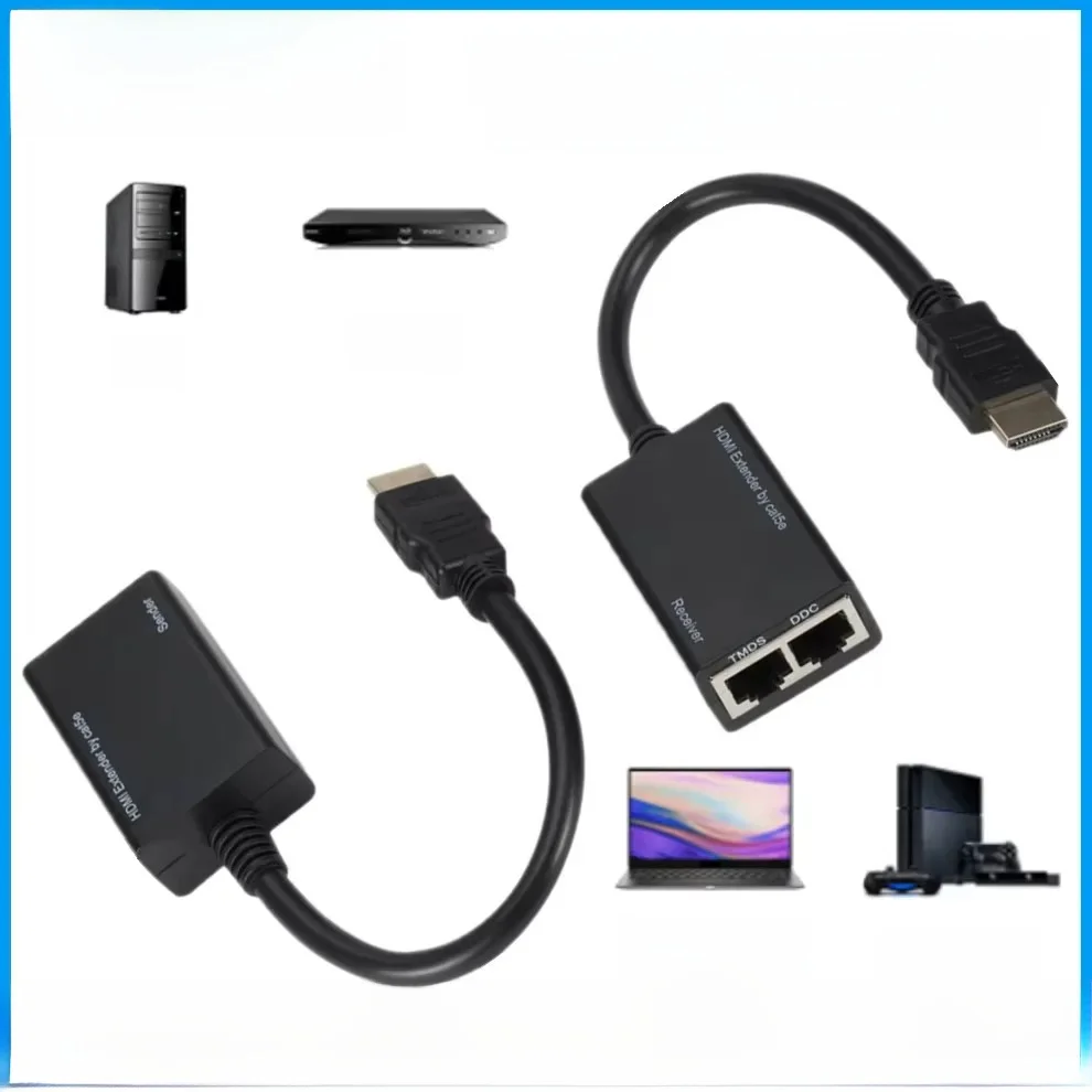 Przedłużacz HDMI 1080p HDMI męski do RJ45 Przedłużacz sieci LAN Konwerter Repeater Cat 5e/6 Do 30m Przedłużacz do HDTV HDPC PS4 STB — zdjęcie produktu 7