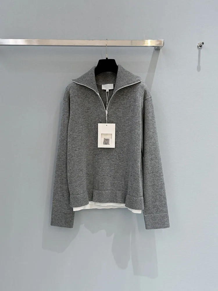 

Дизайнерский модный трикотажный джемпер для женщин, высококачественный серый свитер на весну-осень