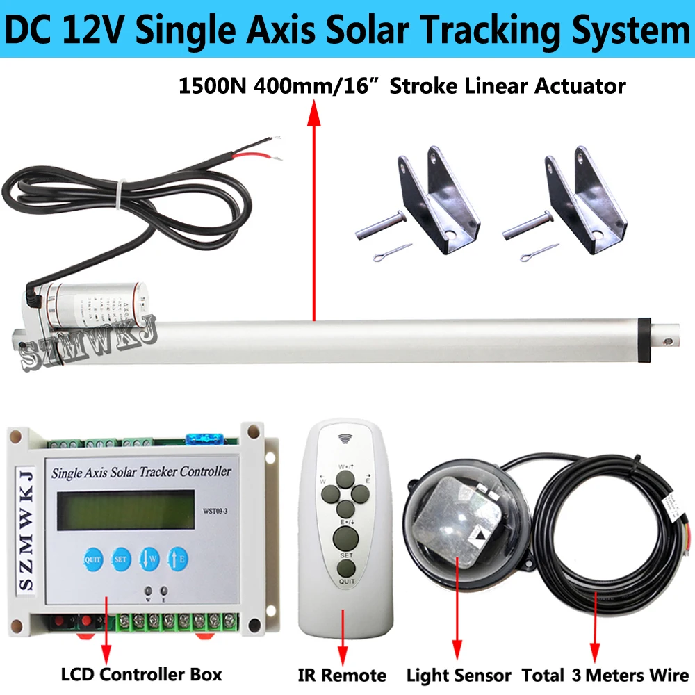 LCD Single Axis Sunlight Tracker Controller W/ 1500N 400mm 16\