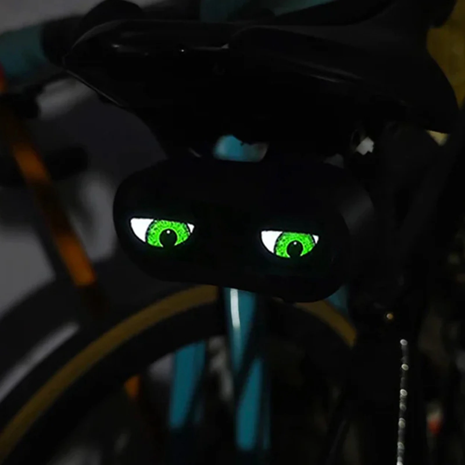 

Bicycle LED Bike Tail Light with Devil Eyes Design Rechargeable Mountain Bi Tailliht with RGB Color Modes Cool Rear Warning Ligh