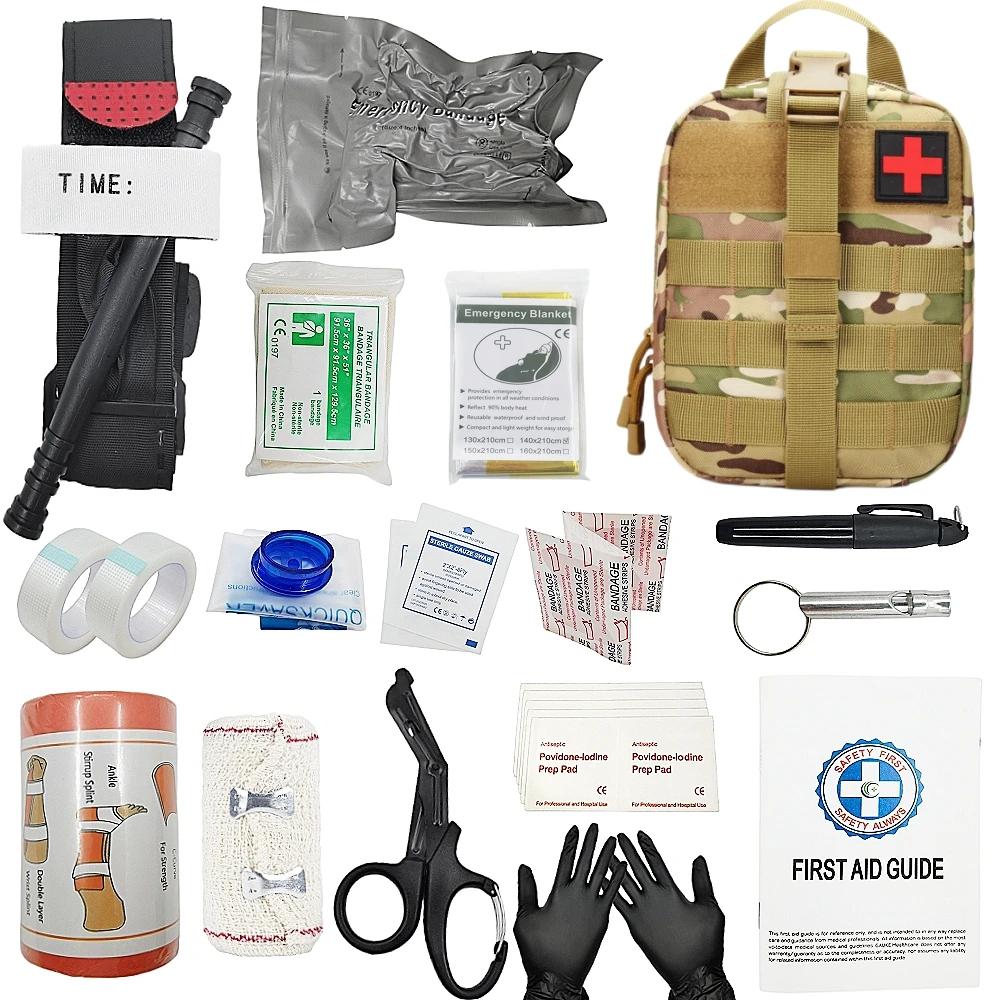 Outdoor survival equipment Molle bag  emergency IFAK first aid kit tourniquet Israeli bandage