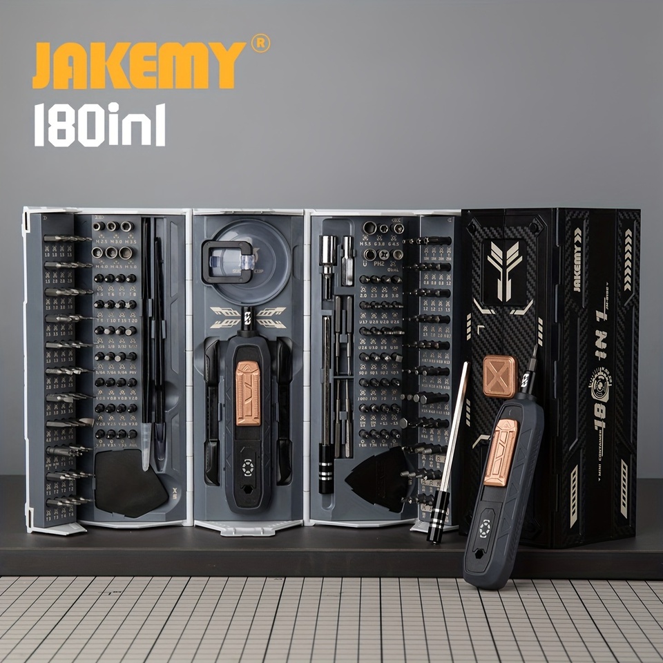  JAKEMY 180 in 1 Magnetic Screwdriver Set - Precision Drill Bits Electric Screwdriver Kit iPhone Glasses Laptop Watch Repair Tool 
