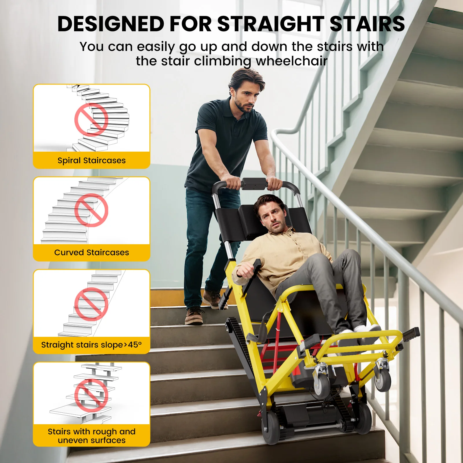 درج رفع بمحركات تسلق كرسي متحرك درج مصعد رفع المسار تسلق كرسي متحرك ماكس 440lb الحد مساعدة كرسي متحرك