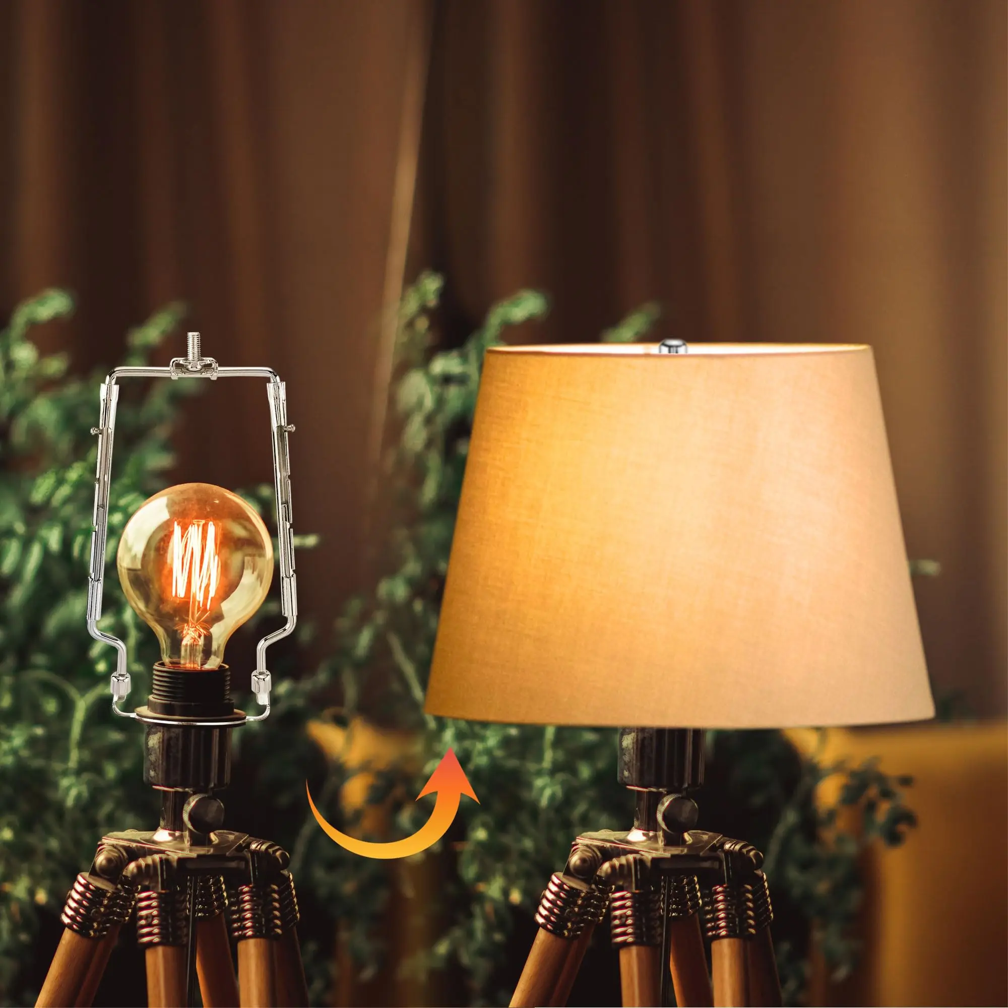 طقم قيثارة مصباح قابل للتعديل مقاس 7/8/9/10 بوصة، أجزاء الأجهزة تتضمن إطار القيثارة والأقلام النهائية، سرج قياسي، حامل غطاء المصباح