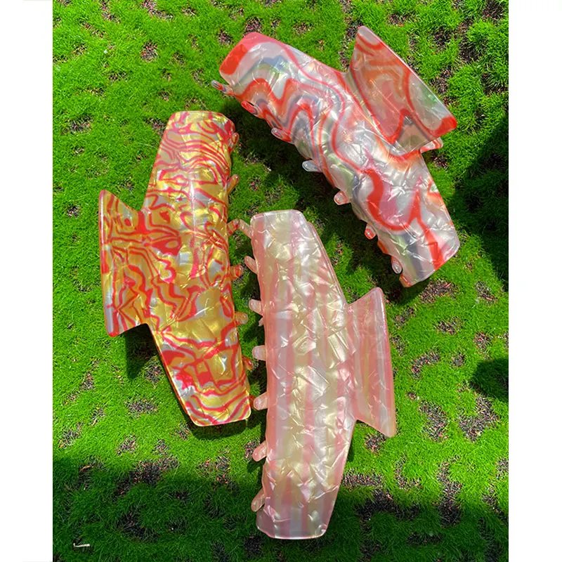 Colorful Boom Large Acetic Acid Resin Hair Clips for Women Party Jewelry Makeup Clip Daily Vacation Headdress HUANZHI 아세트산 헤어 클립