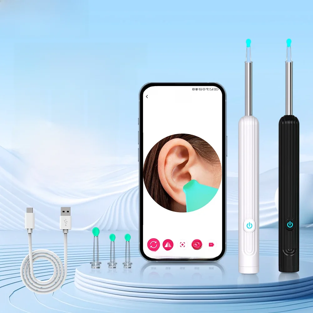 Inteligentny wizualny środek do czyszczenia uszu z kamerą 1296P Pałeczki do uszu USB C Ładowanie Narzędzie do usuwania woskowiny Połączenie WIFI 6 diod LED Sztyft do uszu — zdjęcie 2
