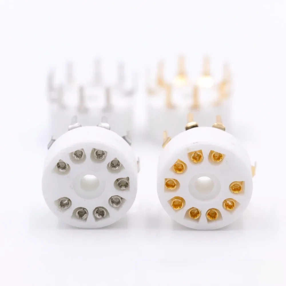 10 SZTUK ceramicznych 9-pinowych gniazd B9A do montażu na płytce drukowanej dla 12AX7 12AT7 12AU7 6DJ8 ECC82 5670 6922 Hifi Audio Vintage AMP DIY — zdjęcie 2