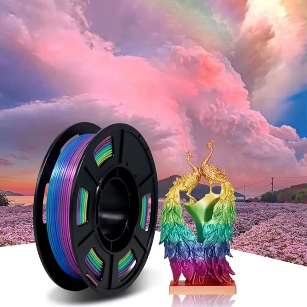 

Набор шелковистой блестящей радужной многоцветной нити для 3D-принтера PLA 4-в-1 с эффектом смены цвета, улучшенное качество печати, шелковистая радужная нить, 250 г