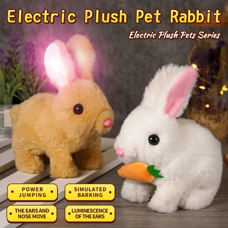 น่ารักไฟฟ้าของเล่นตุ๊กตากระต่ายแครอทกระโดดและกรีดร้องกระต่ายเด็กตุ๊กตาของขวัญวันเกิด