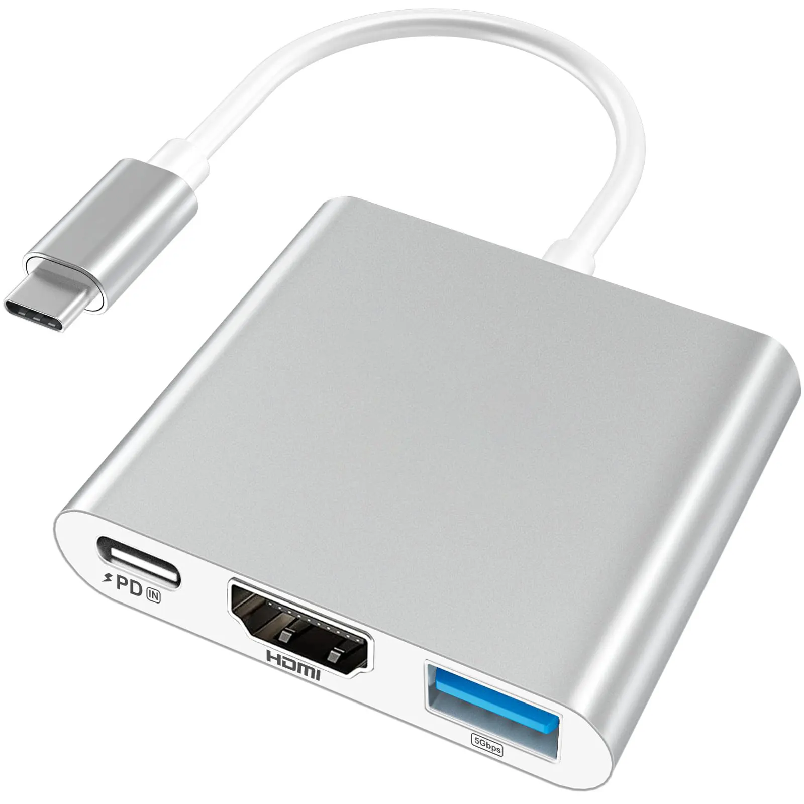 Adaptador USB-C para HDMI 4K, USB 3.0 e Carga PD - Compatibilidade com MacBook, Thunderbolt 3 e DEX Android