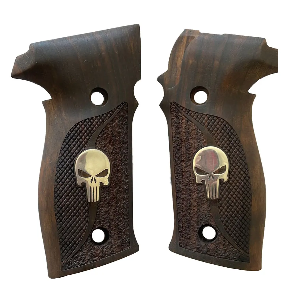 

Salvatore Walnut Wood Handle Pistol Grips for Sig Sauer P226 with Punisher Metal Logo