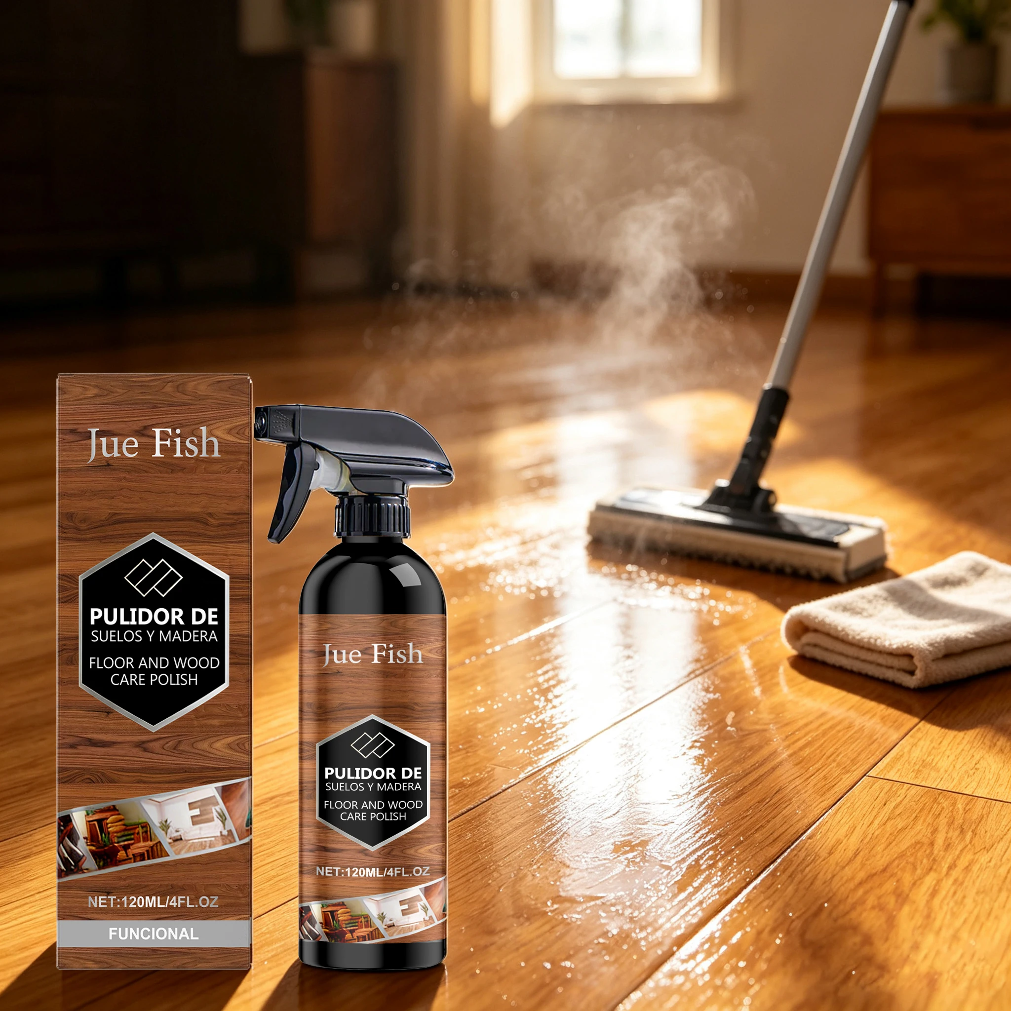 120ML Wooden Floor Cleaner Gentle Cleaning Dirts Nourishing Enhance Gloss Polishing Natural Wood Floor Care Cleaner for Daily Maintain