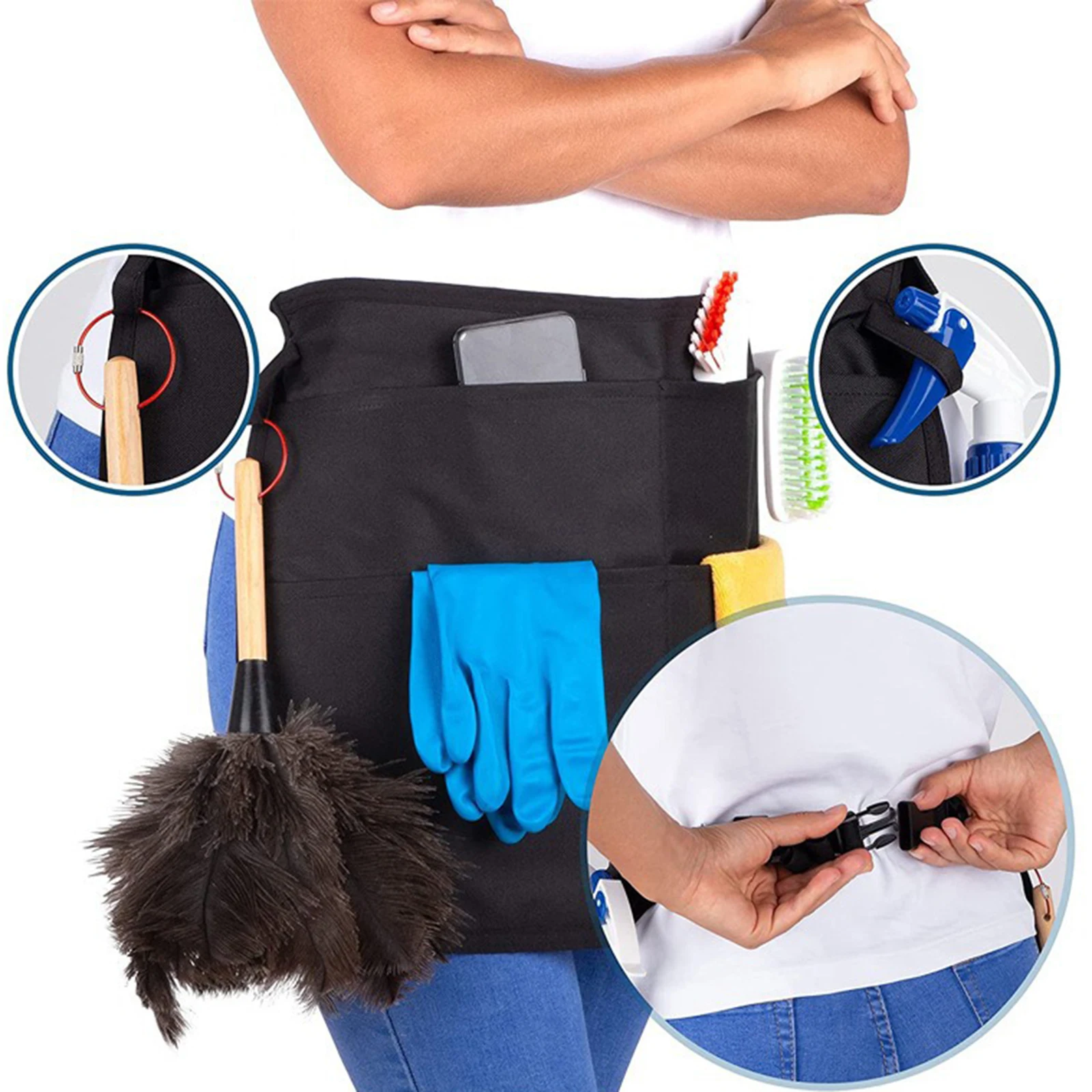 

Cleaning Apron Oxford Cloth 5 Pockets Tool Pouch Housekeeper Tool Pouch House Gardener Gardening Versatile Tool