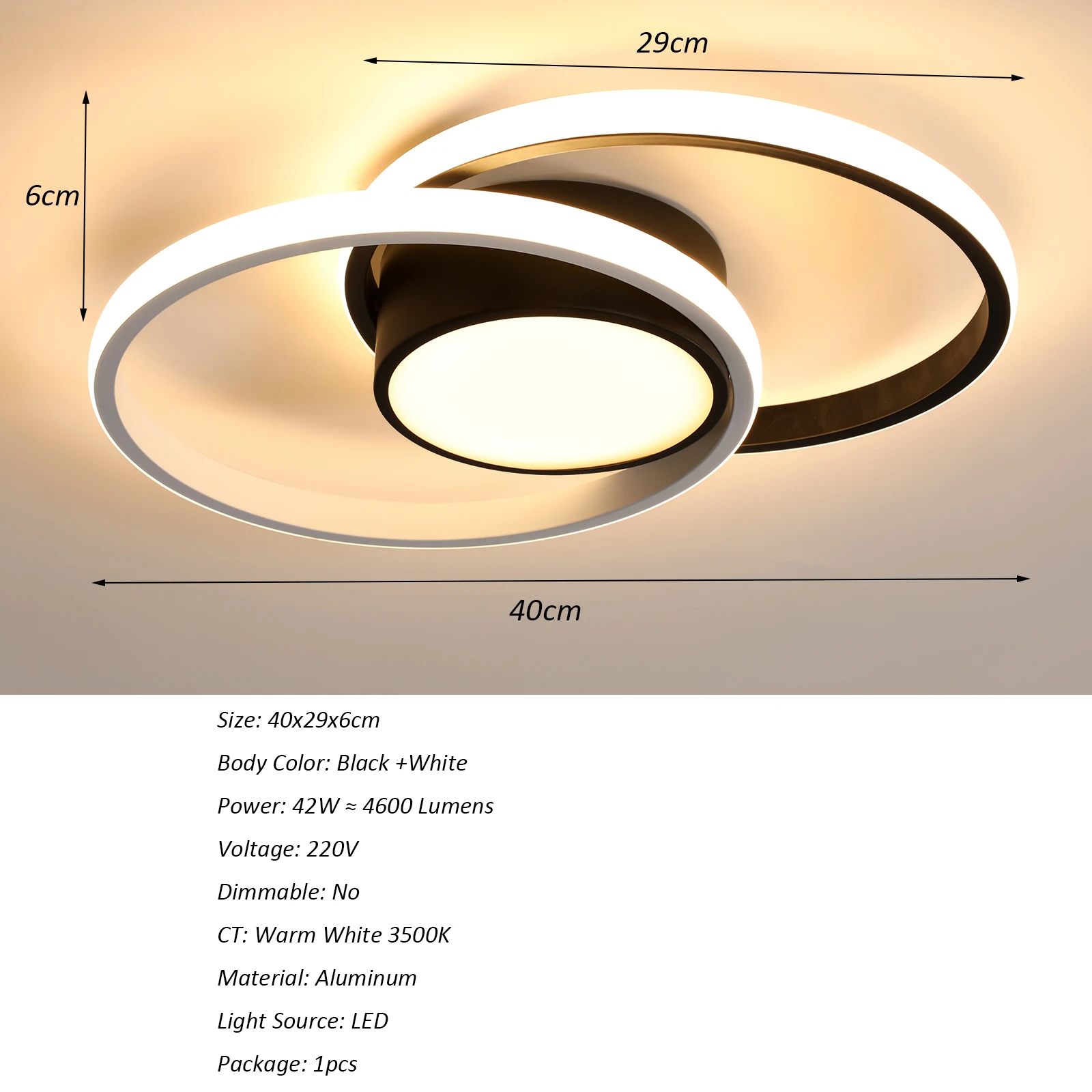 Moderne Chrom-Deckenleuchten LED, doppelte runde LED-Deckenleuchten für Flur, Gang, Eingang, Schlafzimmer, Küche, Wohnzimmer – Detail 2