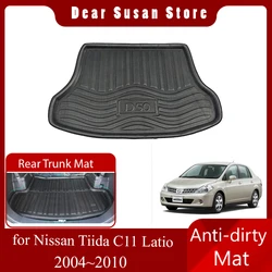 Rear Trunk Mat for Nissan Tiida C11 Latio Versa Sedan 2004~2010 Custom Tray Floor Pad Boot Carg Liner Carpet Cover Accessories