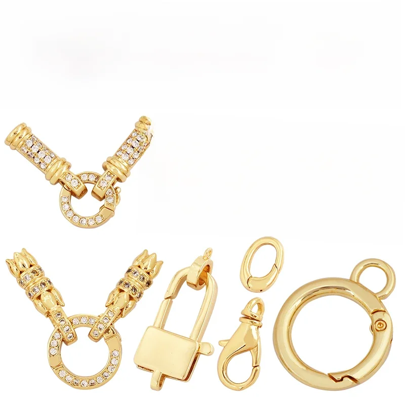 Fermoir à homard rotatif classique, plaqué or 18 carats, pas facile à terner, bracelet de perles, collier, fournitures de composants de bijoux K43