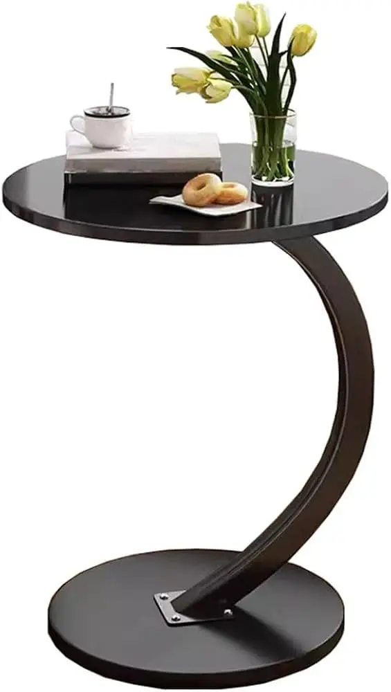 Mesa de Centro Armable, Mesa Auxiliar Portátil, Diseño en Forma de "C", Mesa de Servicio , Para Espacios Pequeños en Casa u Oficina, Sala, Cocina, Habitación, Estilo Moderno y Elegante