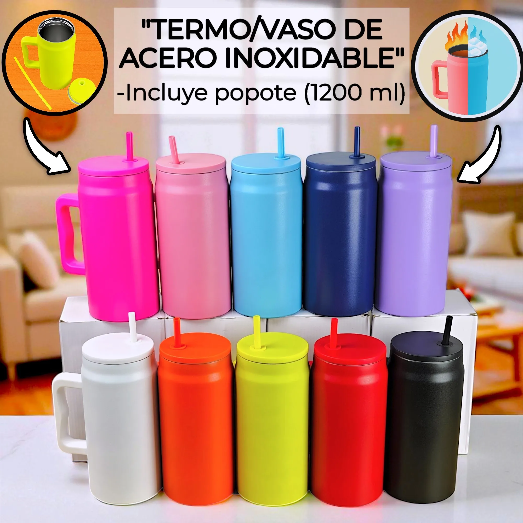 ترمس كبير من الفولاذ المقاوم للصدأ، Kta-82، كوب حراري من الفولاذ المقاوم للصدأ، كوب بغطاء معزول وقش، بهلوان بتصميم ممتاز، زجاجة معزولة. #1