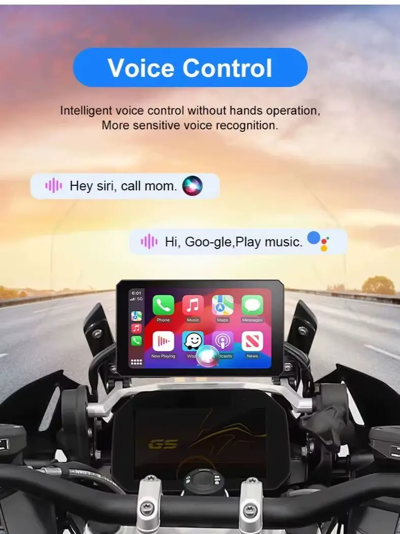 7" Motorrad Navi mit Magic Wheel Steuerung für BMW R1200GS R1250GS R1300GS S1000XR, Wireless CarPlay Android Auto Display, IP68