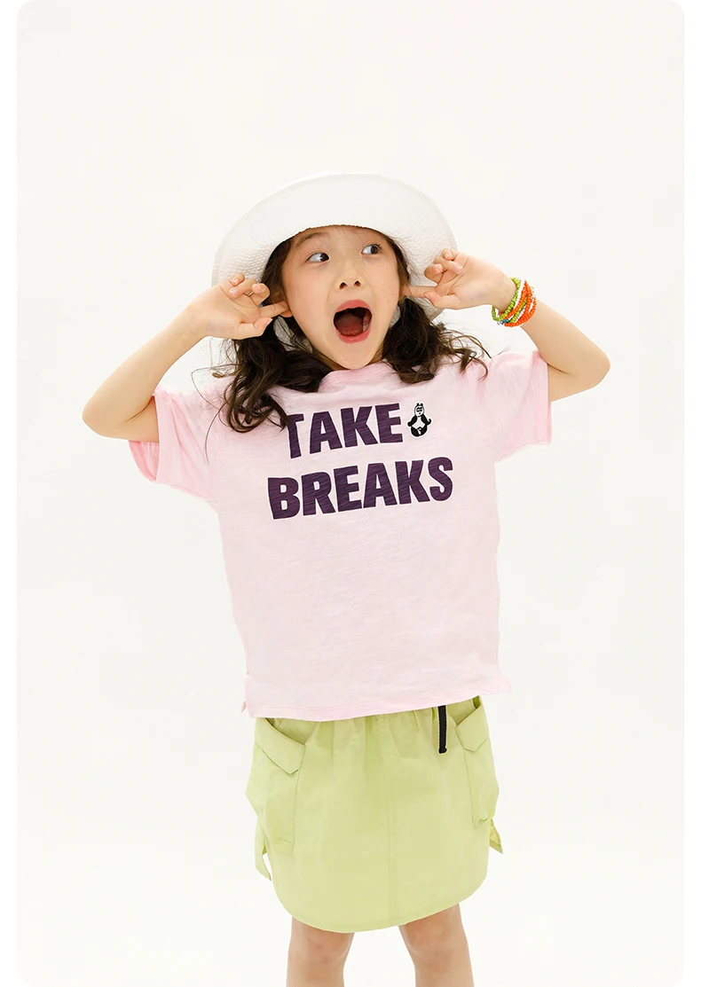 

Kids' Combed Cotton Crewneck Short-Sleeve T-Shirt – Boys & Girls, Good Vibes Style Soft Skin-Friendly, Combed Cotton Moistu