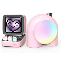 Divoom Ditoo-Bluetooth-Speaker & Planet-9 Mood-Lamp Gaming Desk Decoration Set with Kawaii and Cute Style RGB LED for Girls