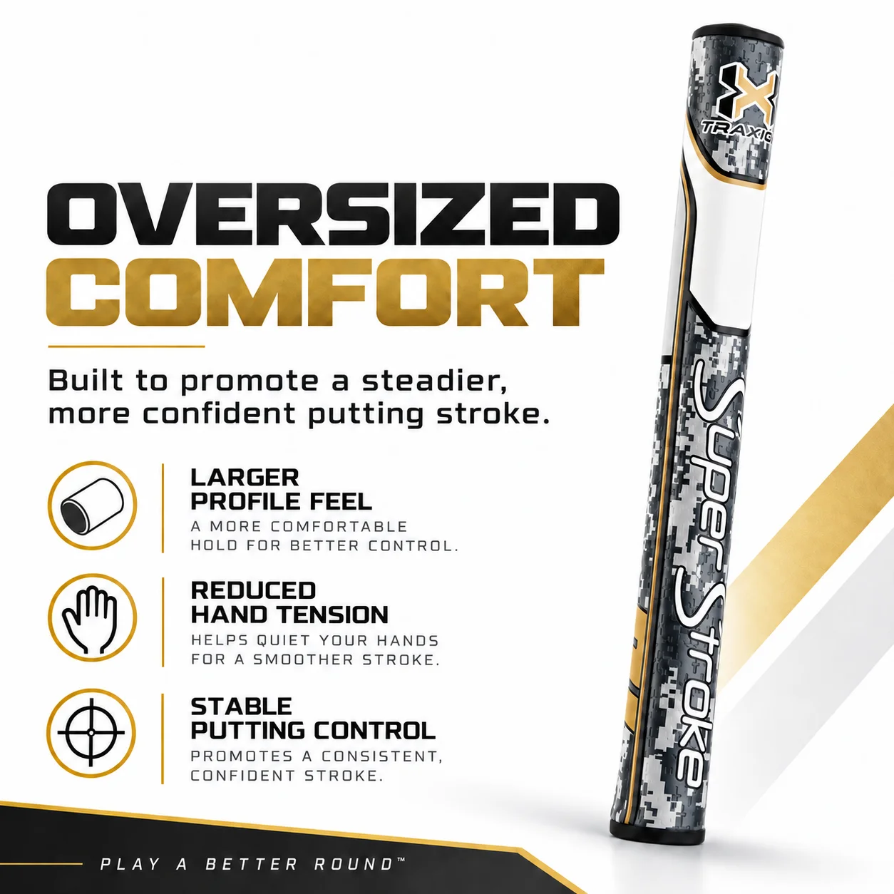 Oversized Camo Golf Putter Grip, Lightweight PU Replacement Handle with Anti-Slip Texture for Golf Putters