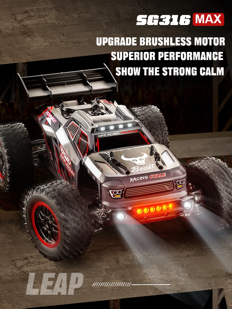 4WD Offroad Hochgeschwindigkeits-RC-Auto mit 80 km/h, Bürstenlosem Motor, 2,4G Fernsteuerung, Verschleißfesten Reifen und Head-Up-Rad