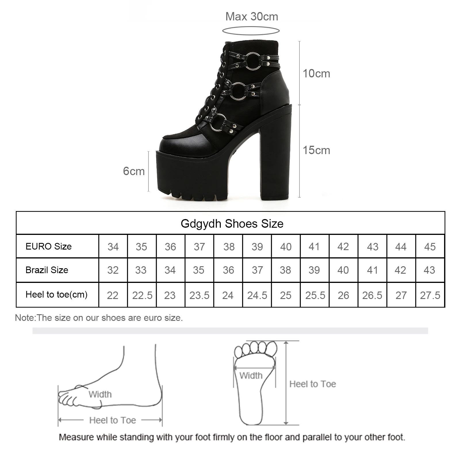 Gdgydh Women\'s Goth Motorcycle High Heel Boots Block Heels Lace Up And Zipper Round Toe Platform Ankle Boots Y2K Style