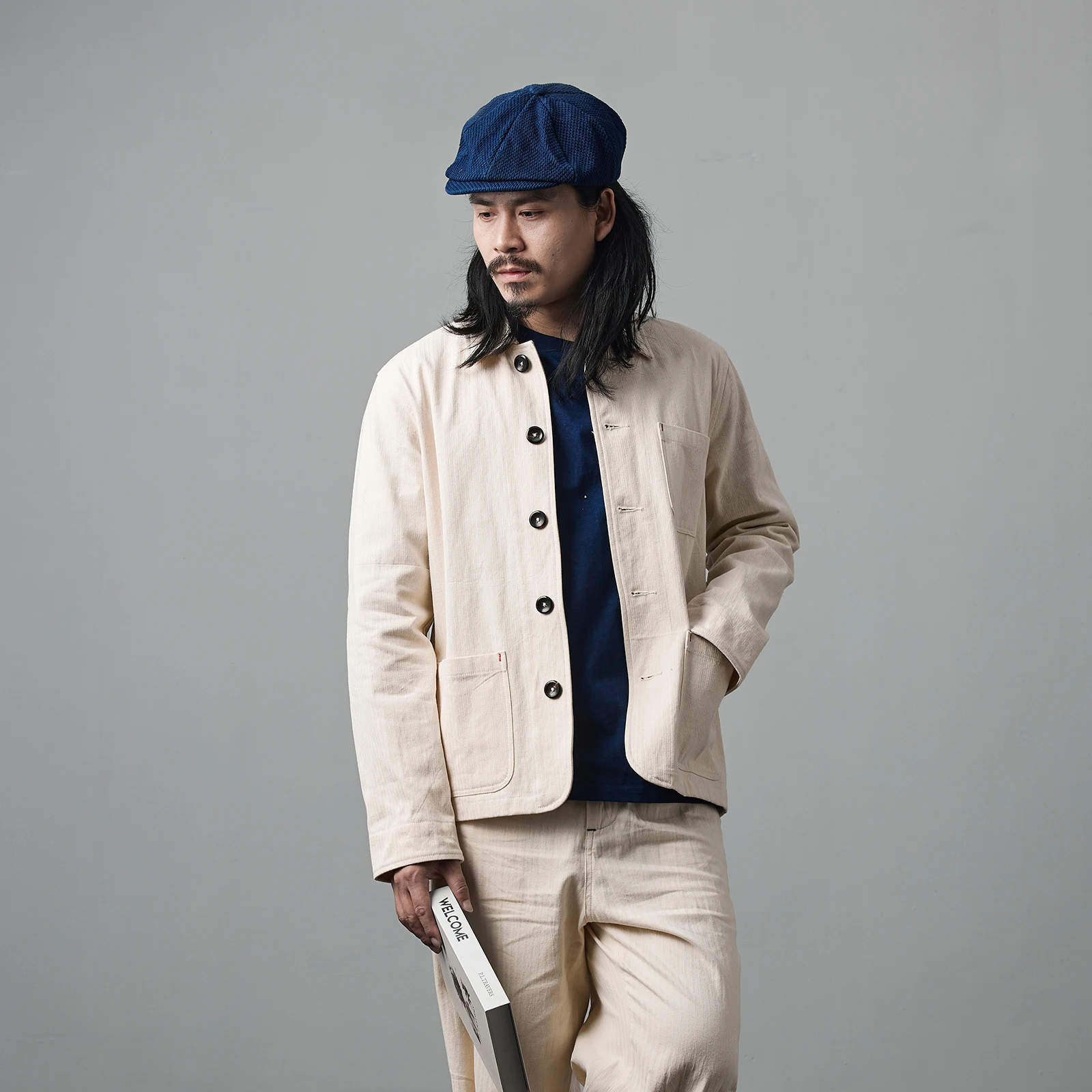 

Men's Vintage Workwear Jacket Vintage French Chore Coat Original color Heavyweight Cotton Canvas Shirt Jacket