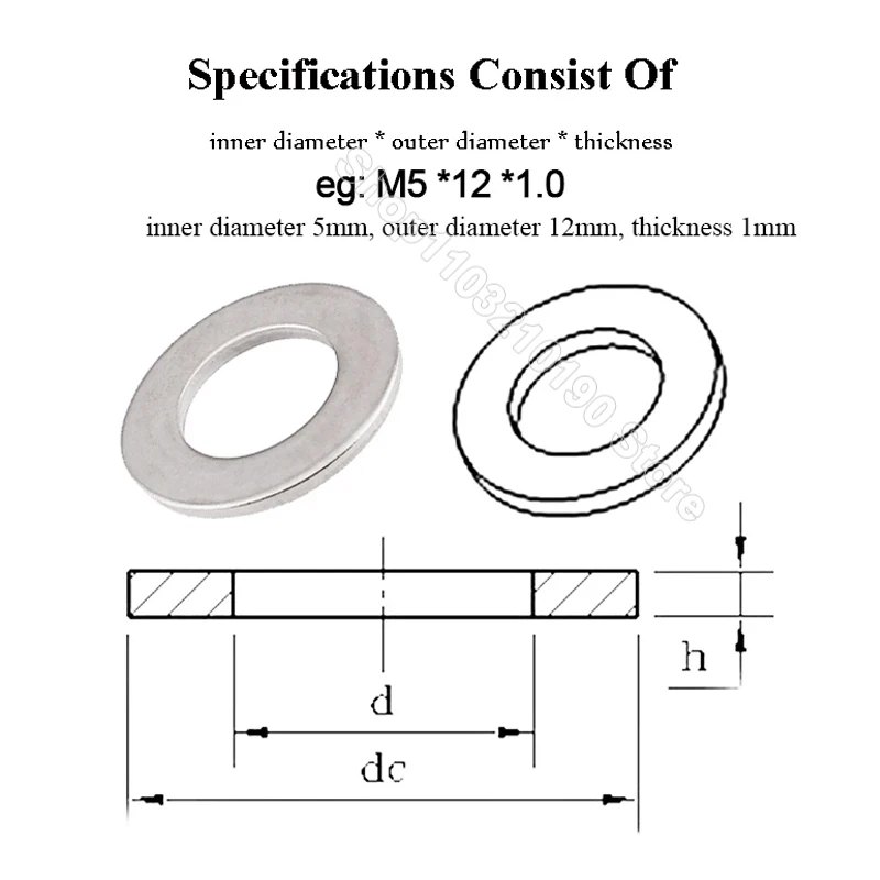 260pcs 304 Stainless Steel Flat Washers Set Box M3 M4 M5 M6 M8 M10 M12 M14 M16 M20 Metal Plain Washer Ring Gasket Assortment Kit