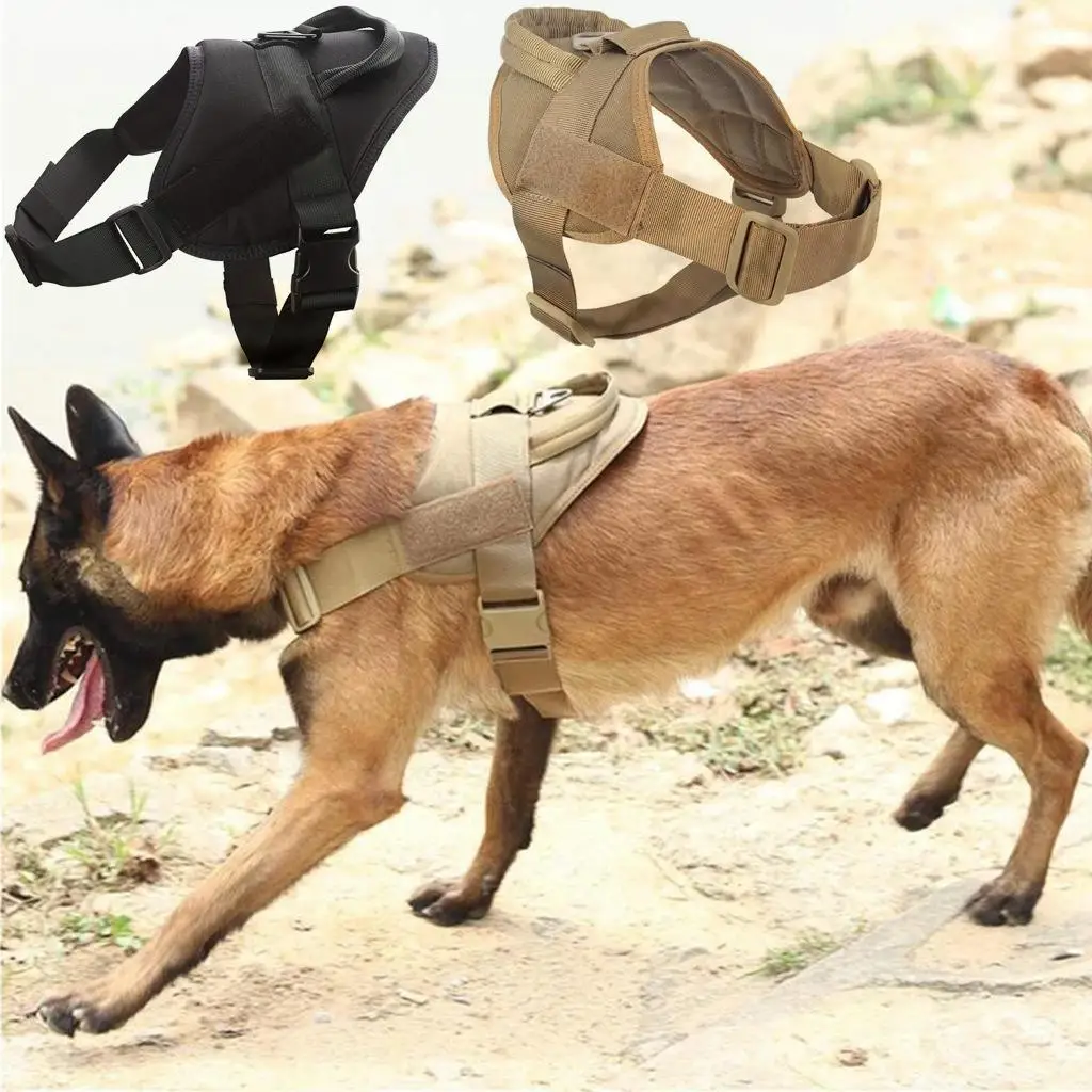 Military Tactical K9 Harness Leash Set Large Big Dog Adjustable German Shepherd Malinois Training Vest for Walking Hunting