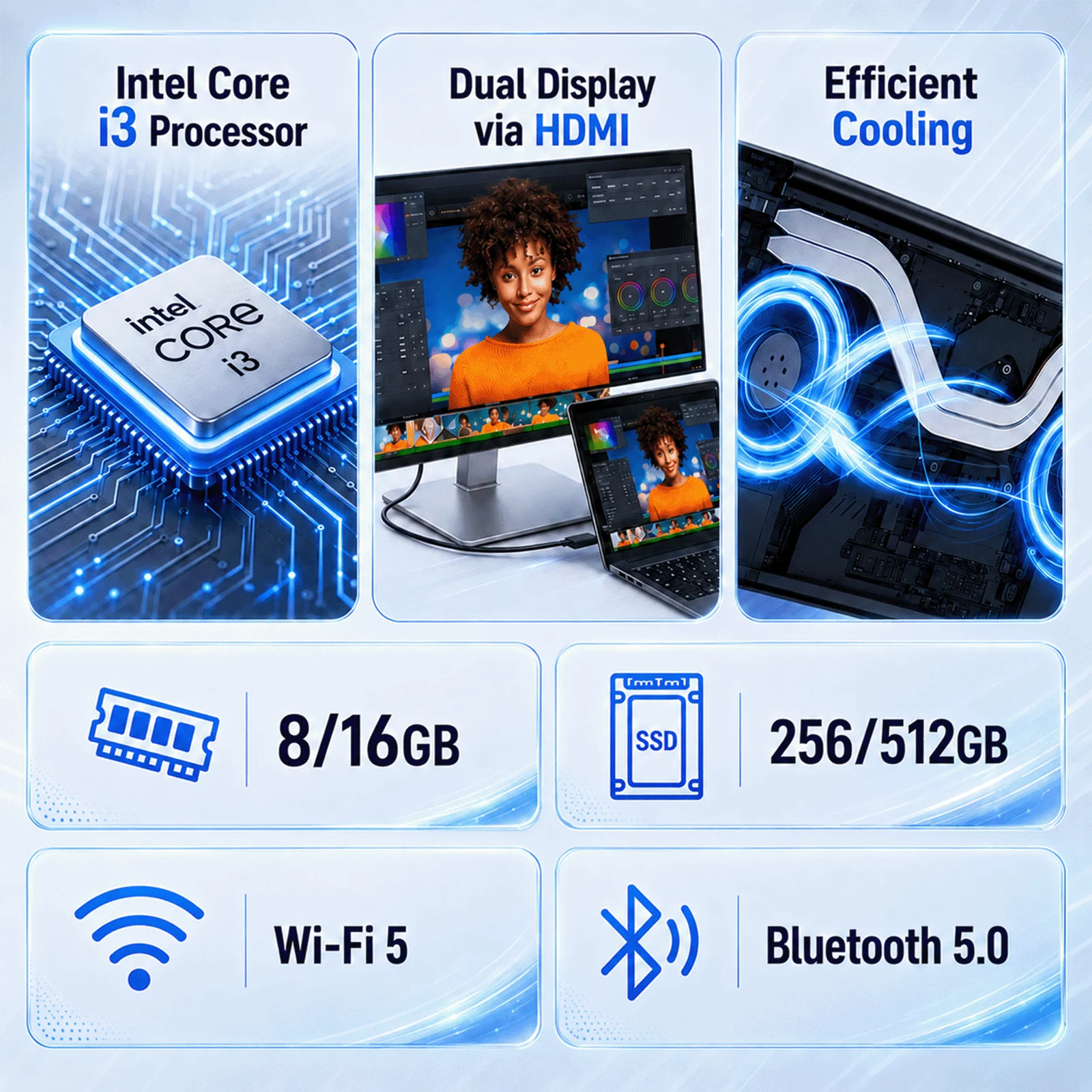 Brand New 15.6" Laptop Computer Intel Core i3-6100U 8GB 16GB RAM 256GB 512GB SSD Notebook Windows 10 Pro FHD IPS 1920x1080 Screen WiFi 5 Bluetooth 5.2 Business Office Laptop Backlit Keyboard Lightweight Portable PC with Keyboard Cover Multilingual systems