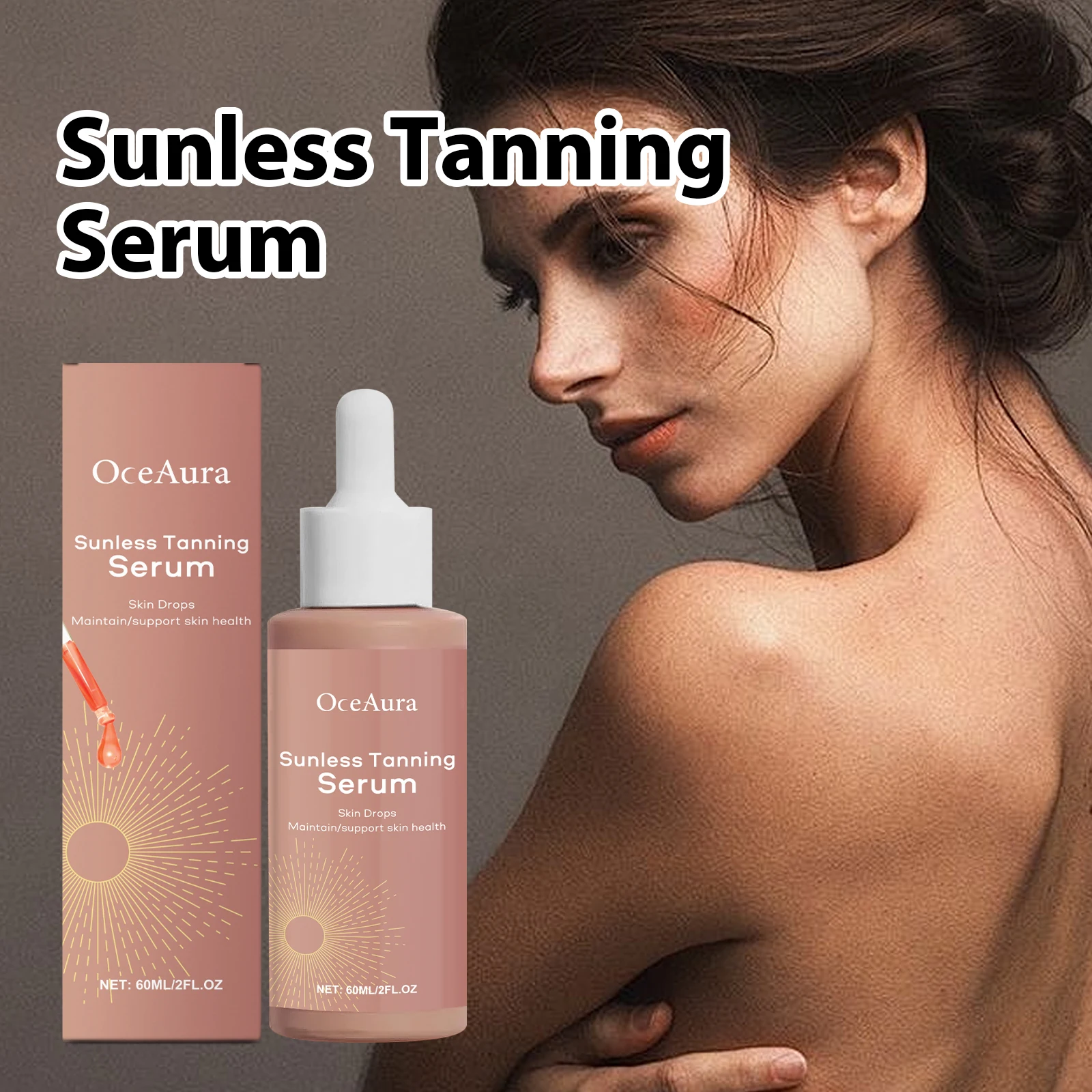 

Oceaura 60ml Sunless Tanning Serum Herbal Drops Glow Skin Moisture Outdoor Bronzer Accelerator Prevent Sunburn Self Tanner Drops
