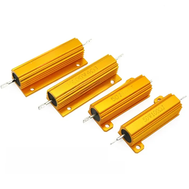 Résistance bobinée en aluminium, boîtier métallique, puissance 50W 100W, 0,01r ~ 100K 1 6 8 10 20 200 500 1K 10K ohm, résistance RX24 ibuw