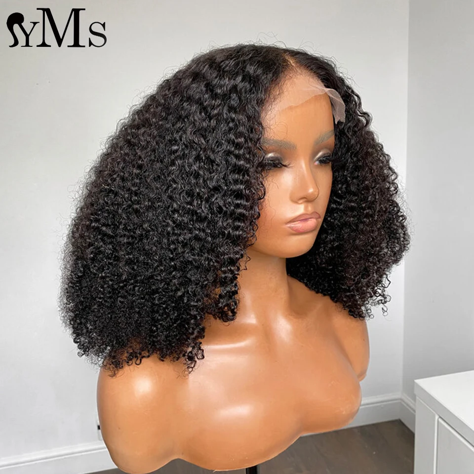 200% Density Soft Burmese Kinky Curly 13x4 Lace Front Wigs For Women YMS Virgin Vietnamese 5x5 Lace Closure Curly Human Hair Wig