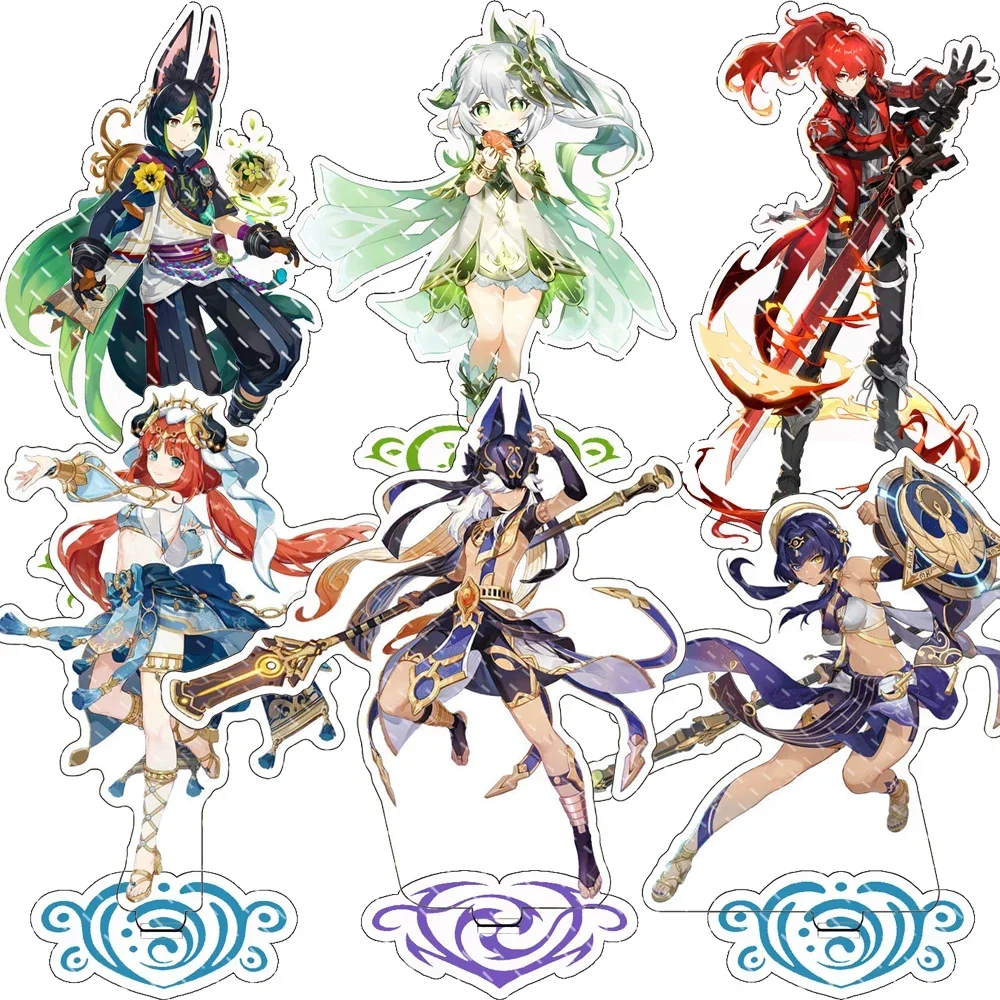 Figurine d'anime Genshin Impact Diluc Venti Klee Keqing Qiqi, modèle de support en acrylique, plaque, décor de bureau, signe debout, porte-clés