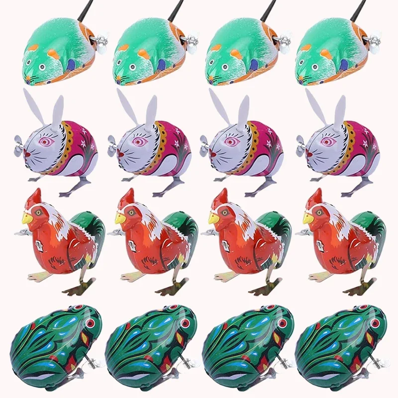 Jouets à remonter, jouets en étain, grenouille, lapin, souris, coq, compétition d'équipe pour enfants, prix de jeu, Souvenirs nostalgiques, cadeaux TMZ