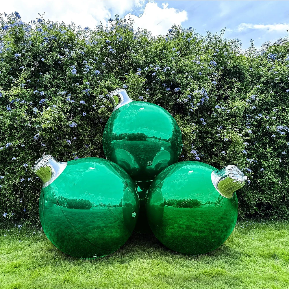 Opblaasbare spiegelbal, opblaasbare kerstballen Grote glanzende ballen met luchtpomp Herbruikbare grote PVC kerstbalballon voor feest