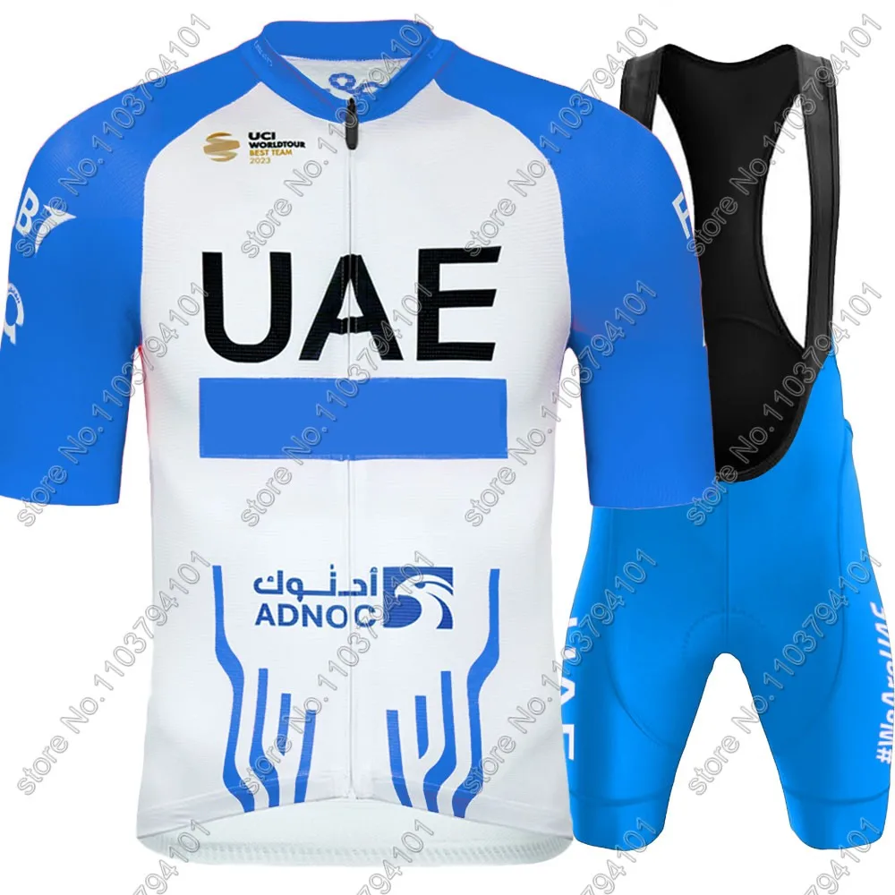 UAE Cycling Jersey 2024 New Set Blue Tour De Italy Pink Clothing Bike Shirts Suit Bicycle bib Shorts MTB Kit Maillot