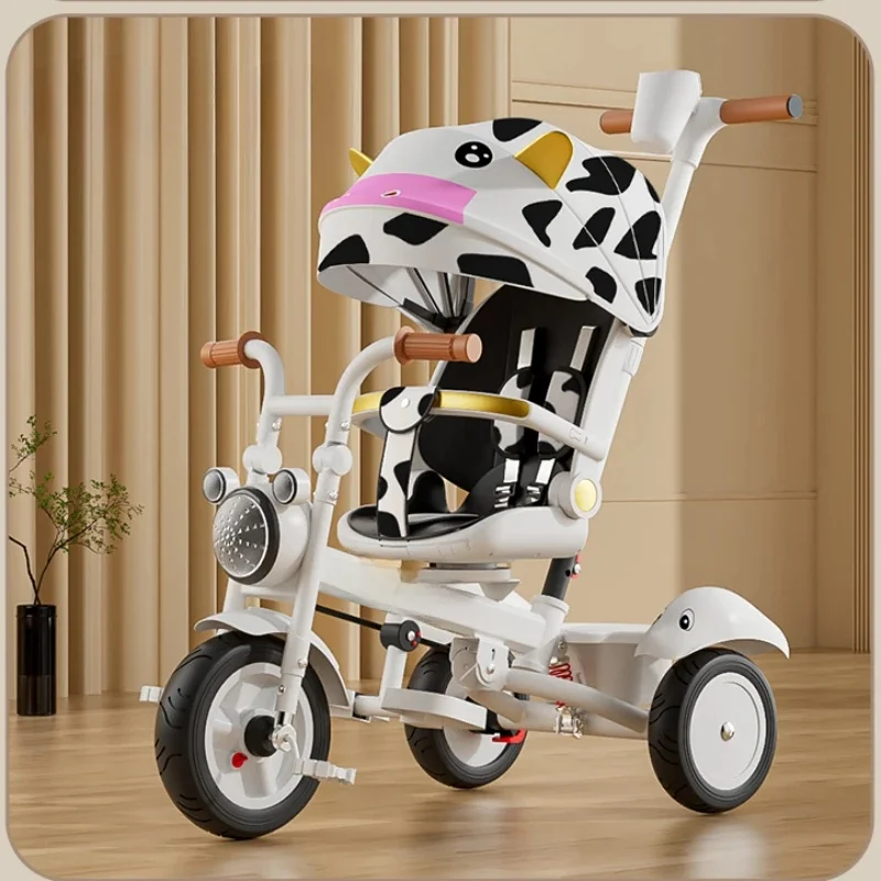 AliExpress Warm house New Children's Tricycle,Reclining and Sitting Foldable Portable Stroller,1-6 Years Old Multifunctional Children's Bicycle