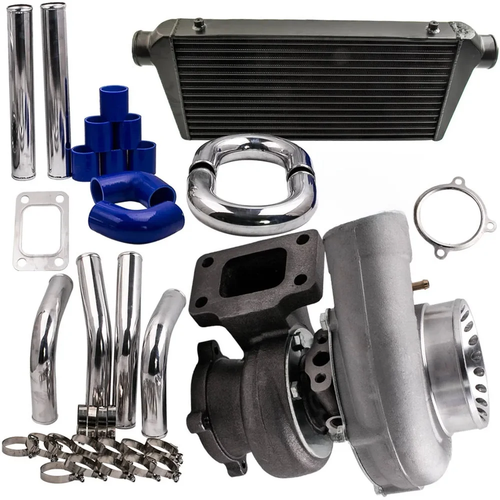 Anti Surge GT3582 GT35 T3 Turboflansch & 64-mm-Rohrsätze & Ladeluftkühler 76 mm