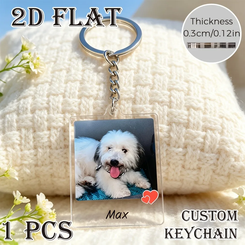 1 Piece, Custom High-transparency Acrylic Minimalist Photo And Text Keychain, High-clear, High-gloss Acrylic With Hd Printing