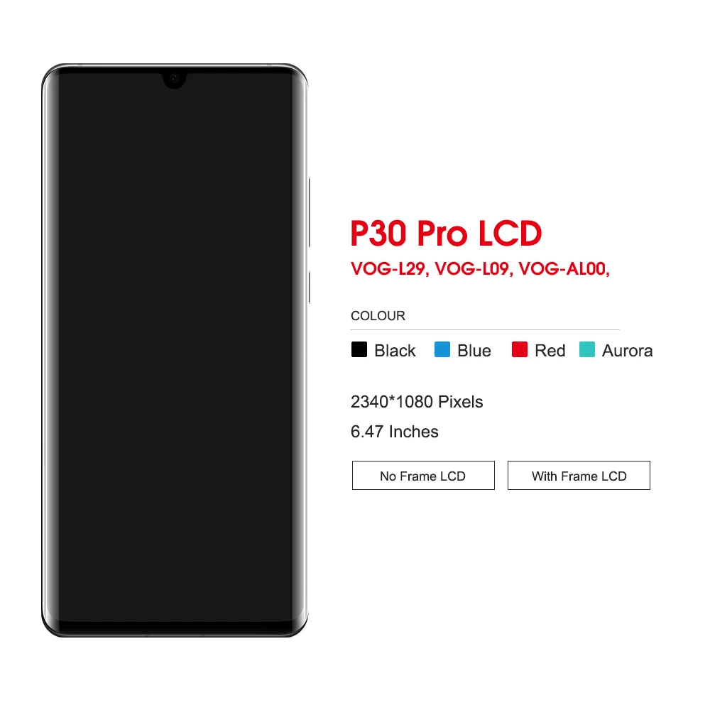 OLED P30 Pro Display Screen Replacement for Huawei P30 Pro VOG-L29 VOG-L09 Lcd Display Touch Screen with Fingerprint