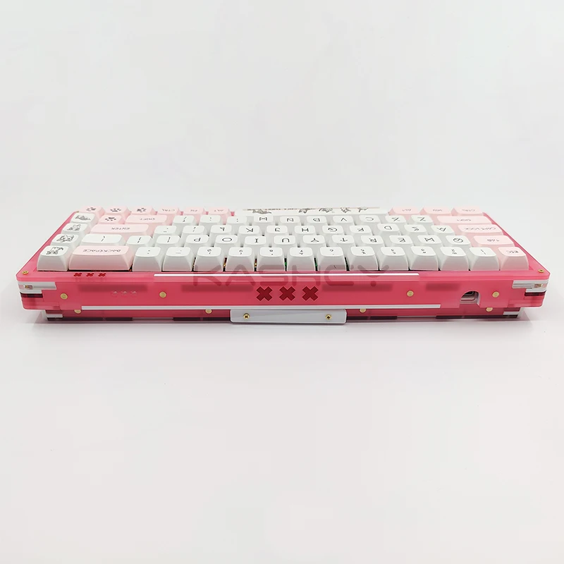 Imagem -03 - Kit de Teclado Mecânico sem Fio Rgb Dyi Rosa Transparente 65 Interruptor Junta Soquete Quente Swappable 68 Chaves Interruptor