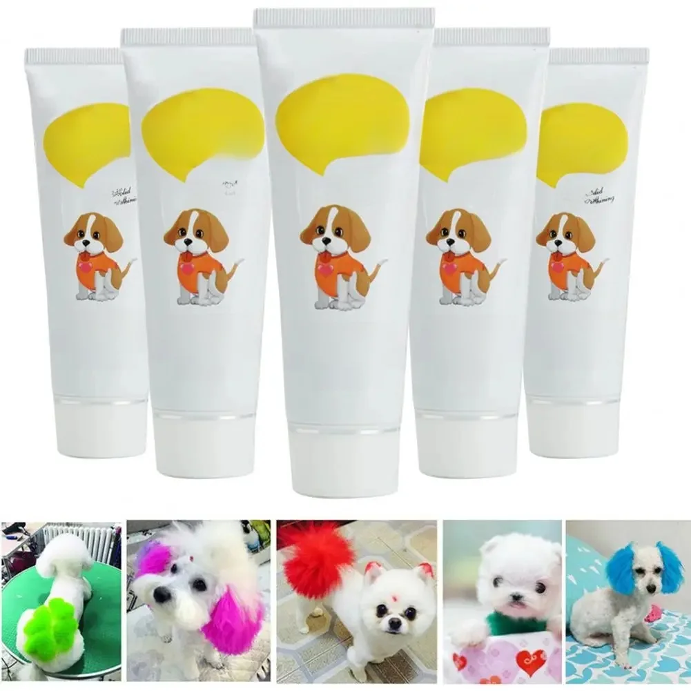 Crème de teinture semi-permanente pour animaux de compagnie, 80g, hautement pigmentée, colorée, poils de chien, coloration brillante, fournitures de pigments pour la maison