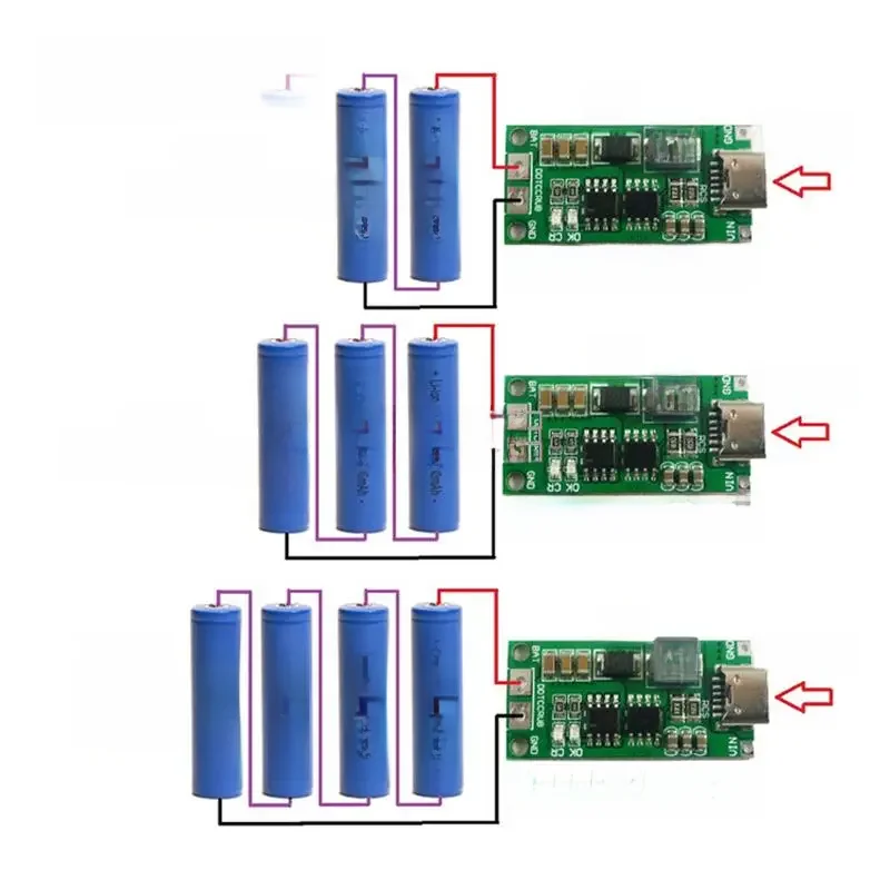 Ładowarka litowa typu C BMS 2S 3S 4S 1A 2A 4A 18650 USB C Step-up Boost Module do Li-Po Polymer Power Bank — zdjęcie 2