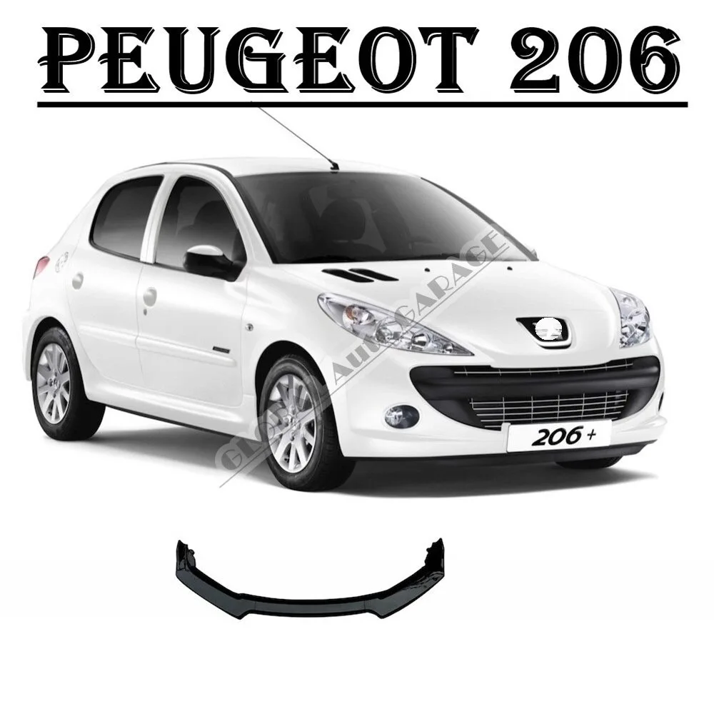 

For PEUGEOT 206 Front Bumper Attachment Lip 2000-2013 Piano Glossy Black Splitter Diffuser Universal Spoiler Bumper