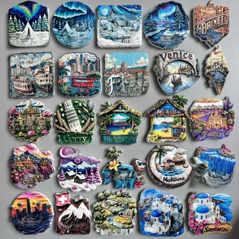 Magnesy na lodówkę Norwegia Finlandia Islandia Hongkong Brunei Turcja Tajlandia Włochy Hawaje Francja Kanada Malediwy Pamiątki turystyczne Prezenty — zdjęcie 2